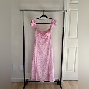 SHEIN Pink Floral Ruffle Slip Dress